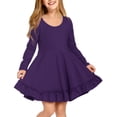 thumbnail image 1 of Arshiner Girls Dress, Long Sleeve A Line Twirly Skater Loose Casual/Party Dresses with Pocket, Summer Dresses Midi Sundress Beach Dress, 1 of 7