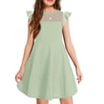 thumbnail image 1 of Arshiner Girls Dress Summer Ruffle Sleeve Mesh A Line Casual Party Dresses with Pockets, 1 of 6