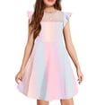 thumbnail image 1 of Arshiner Girls Dress Summer Ruffle Sleeve Mesh A Line Casual Party Dresses with Pockets, 1 of 6