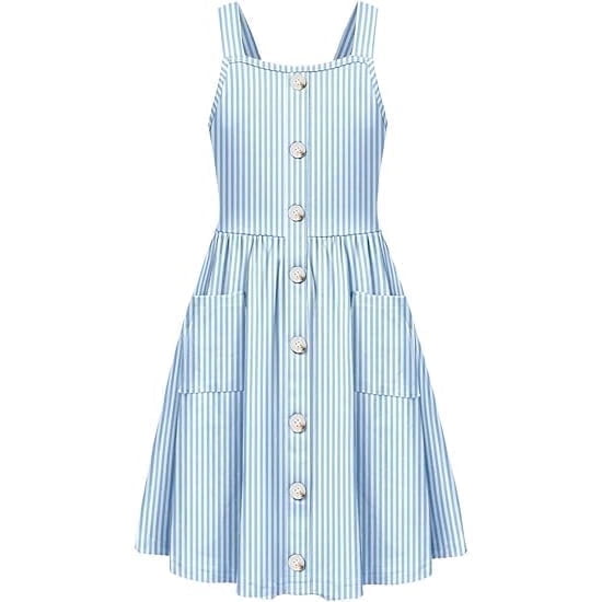 Arshiner Girls Dress Sundress Summer Casual Dresses Short Sleeves Dresses Yellow 11-12