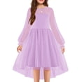 thumbnail image 1 of Arshiner Girls Dresses Contrast Mesh Long Sleeve Twirly High Low Birthday Party Formal Dress, 1 of 6