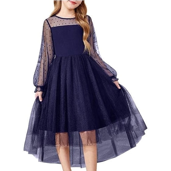 Arshiner Girls Dresses Fall Long Sleeve Church Funeral High Low Dresses Black Size 10-12