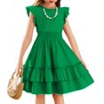 thumbnail image 1 of Arshiner Girls Dresses Flutter Sleeve A-Line Sundress Casual Summer Tiered Swing Midi Pocket Dress, 1 of 6