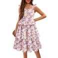thumbnail image 1 of Arshiner Girls Dresses Ruffle Sleeve Tiered Casual Flowy Swing Tween Sundress with Pockets for Girls, 1 of 6