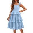 thumbnail image 1 of Arshiner Girls Dresses Ruffle Sleeve Tiered Casual Flowy Swing Tween Sundress with Pockets for Girls, 1 of 6
