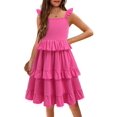 thumbnail image 1 of Arshiner Girls Dresses Ruffle Sleeve Tiered Casual Flowy Swing Tween Sundress with Pockets for Girls, 1 of 6