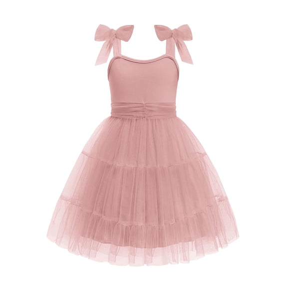 Arshiner Girls Dresses Summer Sleeveless Bow-Tie Straps Formal Fancy Party Birthday Tulle Dress