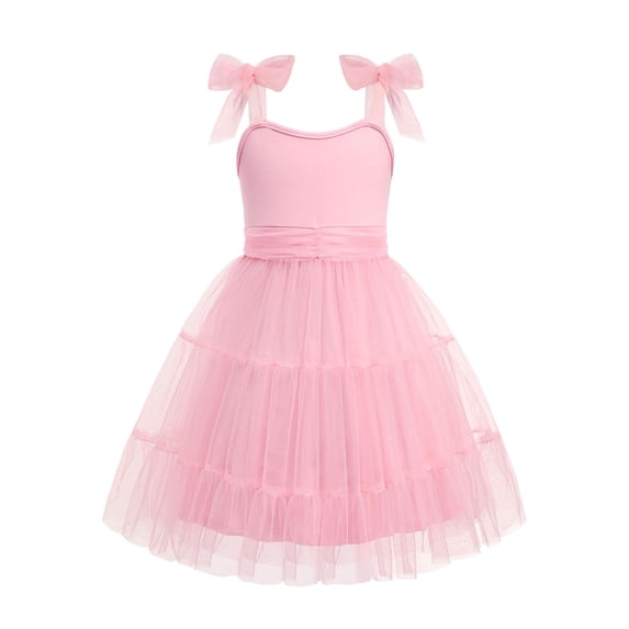 Arshiner Girls Dresses Summer Sleeveless Bow-Tie Straps Formal Fancy Party Birthday Tulle Dress
