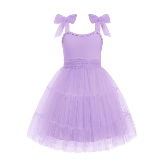 Arshiner Girls Dresses Summer Sleeveless Bow-Tie Straps Formal Fancy Party Birthday Tulle Dress