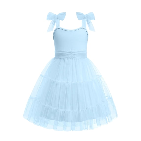 Arshiner Girls Dresses Summer Sleeveless Bow-Tie Straps Formal Fancy Party Birthday Tulle Dress