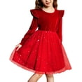 thumbnail image 1 of Arshiner Girls Fall Dress Toddler Tutu Velvet Tulle Winter Long Sleeve Formal Dresses, 1 of 11
