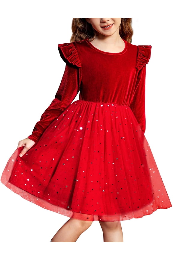 Red Dress for Girls Christmas Toddler Tutu Velvet Tulle Holiday Party Dresses Burgundy 4t