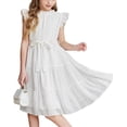 thumbnail image 1 of Arshiner Tween Girls Summer Dress Formal Ruffle Sleeve A Line Casual Elegant Dresses with Belt, 1 of 8