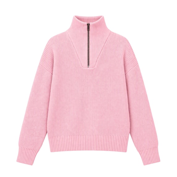 Arshiner Girls Half Zip Turtleneck Sweatshirt Chunky Knit Drop Shoulder Loose‑Fit Quarter Zip Long Sleeve Pullover Sweater | Casual Warm Fall Winter Fashion Clothes for Teen Girls for 7-16 Years