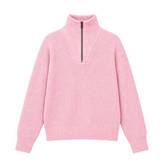 Arshiner Girls Half Zip Turtleneck Sweatshirt Chunky Knit Drop Shoulder Loose‑Fit Quarter Zip Long Sleeve Pullover Sweater | Casual Warm Fall Winter Fashion Clothes for Teen Girls for 7-16 Years