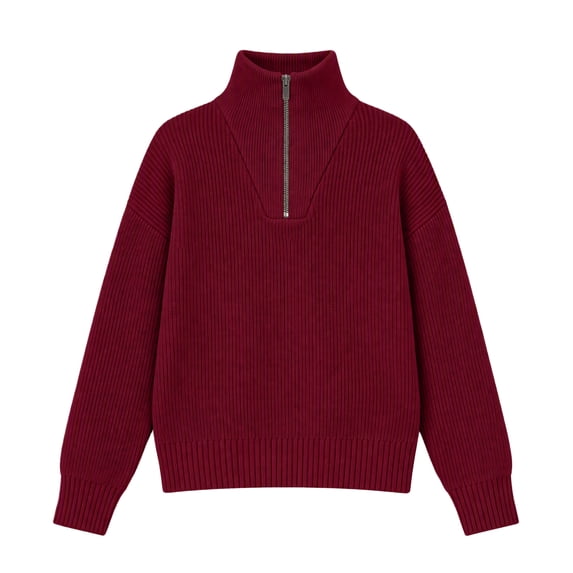 Arshiner Girls Half Zip Turtleneck Sweatshirt Chunky Knit Drop Shoulder Loose‑Fit Quarter Zip Long Sleeve Pullover Sweater | Casual Warm Fall Winter Fashion Clothes for Teen Girls for 7-16 Years