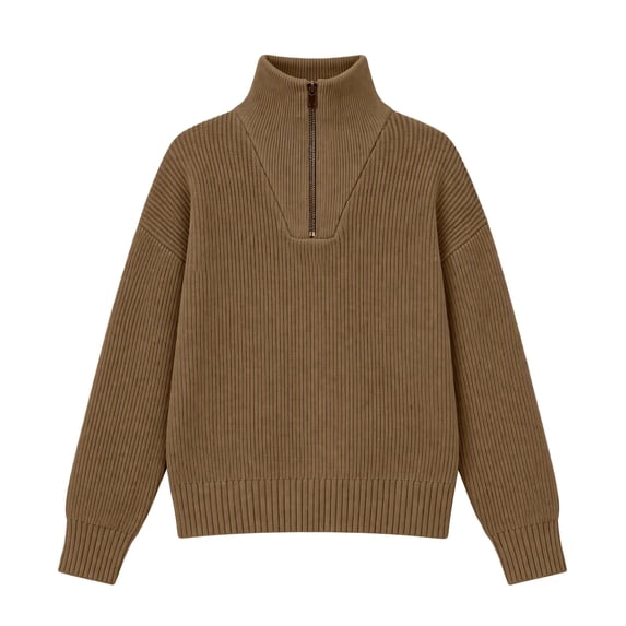 Arshiner Girls Half Zip Turtleneck Sweatshirt Chunky Knit Drop Shoulder Loose‑Fit Quarter Zip Long Sleeve Pullover Sweater | Casual Warm Fall Winter Fashion Clothes for Teen Girls for 7-16 Years