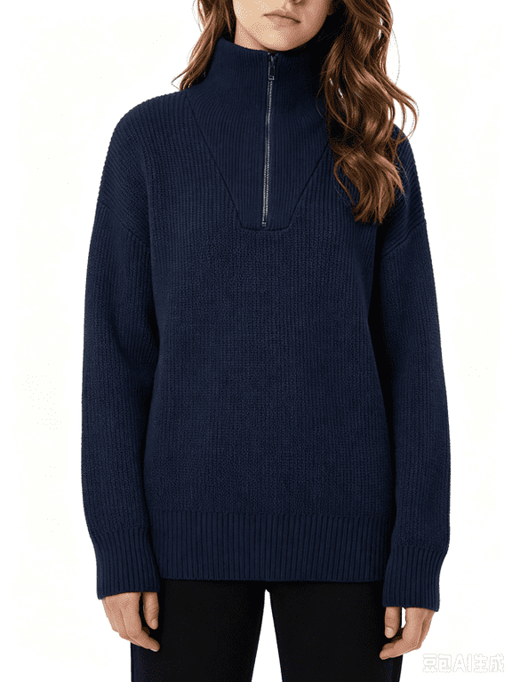 Girls Half Zip Turtleneck Sweatshirt Chunky Knit Drop Shoulder Loose‑Fit Quarter Zip Long Sleeve Pullover Sweater | Casual Warm Fall Winter Fashion Clothes for Teen Girls for 7-16 Years