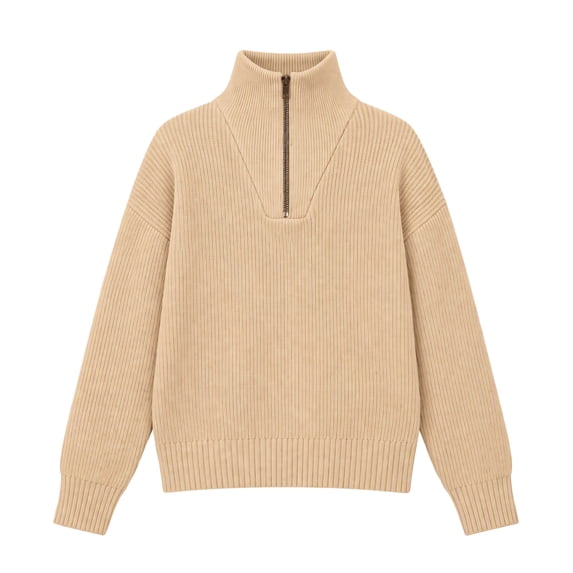 Arshiner Girls Half Zip Turtleneck Sweatshirt Chunky Knit Drop Shoulder Loose‑Fit Quarter Zip Long Sleeve Pullover Sweater | Casual Warm Fall Winter Fashion Clothes for Teen Girls for 7-16 Years