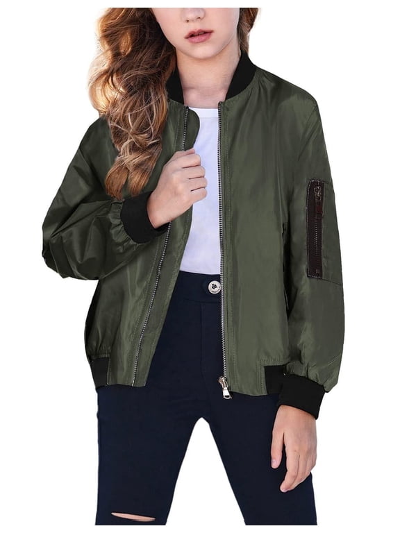 Boys Girls Baseball Jacket Full Zip Fall Casual Outerwear