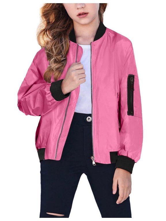 Boys Girls Baseball Jacket Full Zip Fall Casual Outerwear