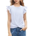 thumbnail image 1 of Arshiner Girls Leopard Shirts Ruffle Short Sleeve Leopard Print Tops For Girls Loose Round Neck Summer T Shirts For Kids Size 10 120 Off-white, 1 of 8