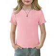 thumbnail image 1 of Arshiner Girls Lettuce Trim Short Sleeve Shirts Summer Ribbed Knit Crewneck Casual T Shirt Tops Tee Blouse, 1 of 6