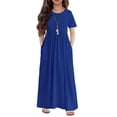 thumbnail image 1 of Arshiner Girls Casual Maxi Dress Short Sleeve Holiday Dresses with Pockets, 1 of 3
