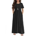thumbnail image 1 of Arshiner Girls Long Dress Short Sleeve A-line Casual Party Pockets Dress (12-13 Years/Black), 1 of 3