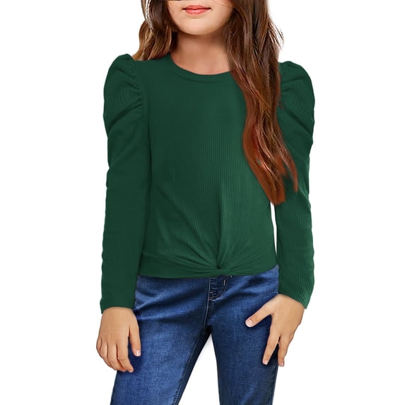 Arshiner Girls Long Sleeve Shirt Fall Puff Sleeve Cute Tunic Dressy Tee Tops T Shirts
