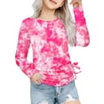 thumbnail image 1 of Arshiner Girls Long Sleeve T-Shirts Ruched Knot Side Tunic Blouse Tee Tops, 1 of 6