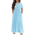 thumbnail image 1 of Arshiner Girls Maxi Dress Long/Short Sleeve Casual Holiday Dress with Pockets, 1 of 5