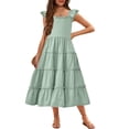 thumbnail image 1 of Arshiner Girls Maxi Summer Short Flutter Sleeve Casual Dress with Pockets for 13-14 Years, 1 of 8