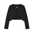 thumbnail image 1 of Arshiner Girls Open Front Shrug Cardigan Kids Children Knit Long Sleeve Bolero with Button Closure Black 7-8 Years Black 130, 1 of 6
