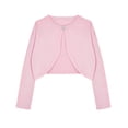 thumbnail image 1 of Arshiner Girls Open Front Shrug Cardigan Kids Children Knit Long Sleeve Bolero with Button Closure Black 7-8 Years Light Pink 160, 1 of 6