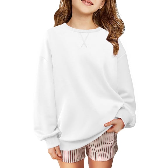 Arshiner Girls Oversized Crewneck Sweatshirt Kids Long Sleeve Pullover Tops Fall Casual Clothes Kids
