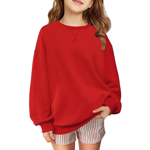 Arshiner Girls Oversized Crewneck Sweatshirt Kids Long Sleeve Pullover Tops Fall Casual Clothes Kids