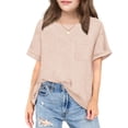 thumbnail image 1 of Arshiner Girls Oversized T Shirts with Pocket Short Sleeve Basic Crewneck Summer Casual Loose Tops Clothes, 1 of 6