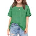 thumbnail image 1 of Arshiner Girls Oversized T Shirts with Pocket Short Sleeve Basic Crewneck Summer Casual Loose Tops Clothes, 1 of 7