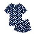 thumbnail image 1 of Arshiner Girls Pajama Set Short Sleeve Lounge Set Soft Shirring Summer Sleepwear Pj Sets, 1 of 3