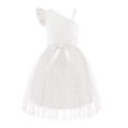 thumbnail image 1 of Arshiner Girls Party Dresses Summer One Shoulder A-Line Dress Shinny Formal Birthday Tulle Dress with Belted, 1 of 7