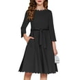 thumbnail image 1 of Arshiner Girls Party Midi Dress Solid Scallop Trim Belted Formal A-Line Dresses with Pockets Elegant Style, 1 of 9