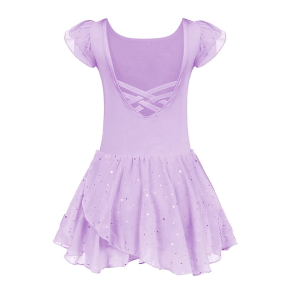 Arshiner Girls Ruffle Sleeve Ballet Dance Dress Tutu Skirted Leotard