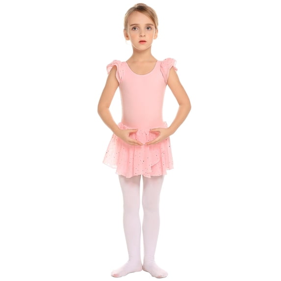 Arshiner Girls Ruffle Sleeve Ballet Dance Dress Tutu Skirted Leotard