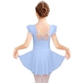 thumbnail image 1 of Arshiner Girls Shiny Ruffle Sleeve Ballet Leotard with Skirt Criss-Cross Back Dance Dresses,5-6Y,Blue, 1 of 9