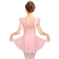 thumbnail image 1 of Arshiner Girls Shiny Ruffle Sleeve Ballet Leotard with Skirt Criss-Cross Back Dance Dresses, 1 of 9