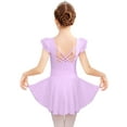 thumbnail image 1 of Arshiner Girls Shiny Ruffle Sleeve Ballet Leotard with Skirt Criss-Cross Back Dance Dresses,8-9Y,Purple, 1 of 9