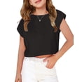 thumbnail image 1 of Arshiner Girls Shirt Crop Tops Short Sleeve Summer Drop Shoulder Batwing Sleeve Crewneck Loose T Shirt Tee, 1 of 6