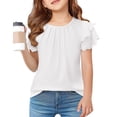thumbnail image 1 of Arshiner Girls Short Sleeve Pleated Summer T-Shirts Casual Solid Tee Tops Blouse, 1 of 7