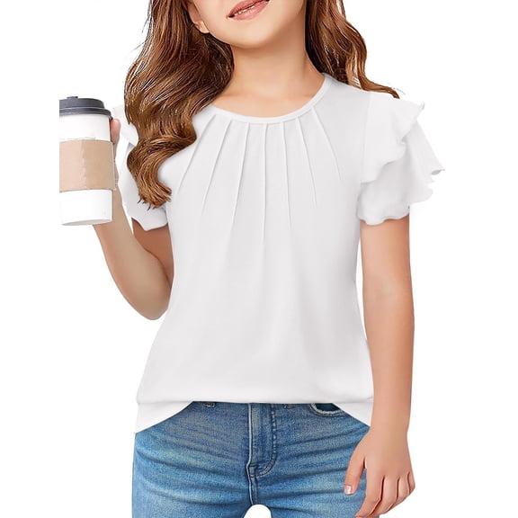 Arshiner Girls Short Sleeve Tops Casual Crewneck T Shirts Kids Summer Fashion Tunic Tees Blouses